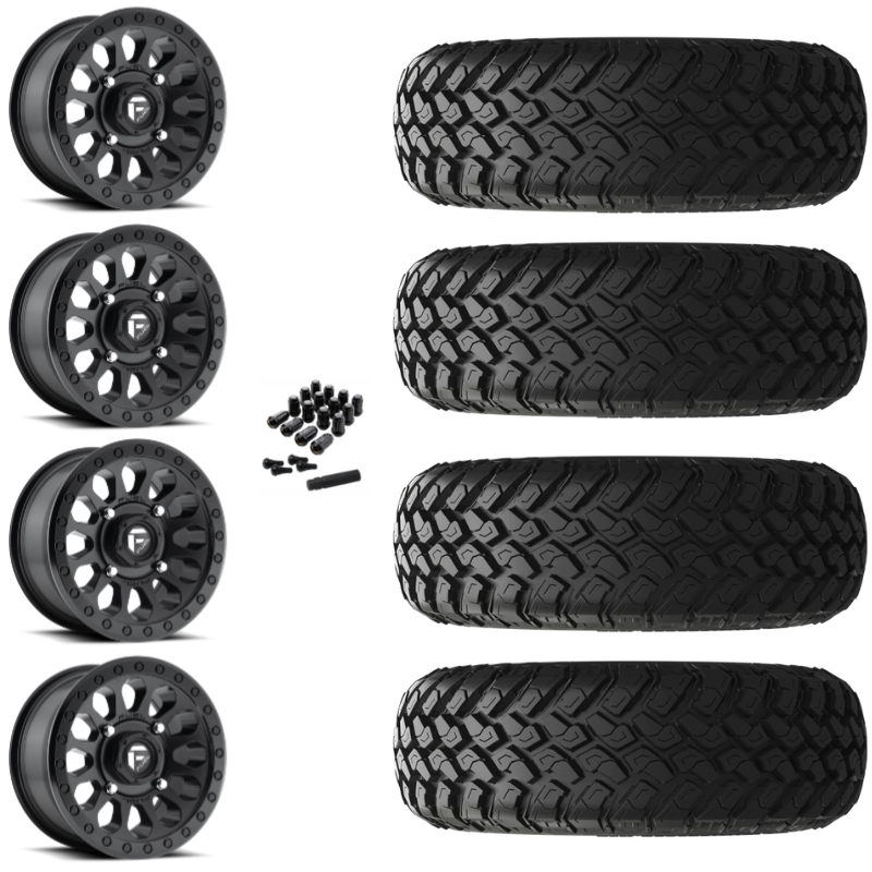 15" Fuel Vector D579 Black UTV Rims & 30" EFX MotoHammer Tires 8 Ply Mounted
