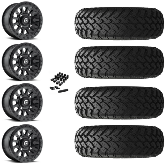 14" Fuel Vector D579 Black UTV Rims & 30" EFX MotoHammer Tires 8 Ply Mounted