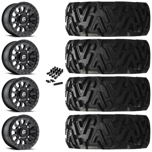 14" Fuel Vector D579 Black UTV Rims & 30" EFX MotoMTC Tires 6 Ply Mounted
