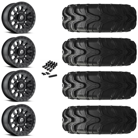 14" Fuel Vector D579 Black UTV Rims & 27" EFX MotoMax Tires 6 Ply Mounted
