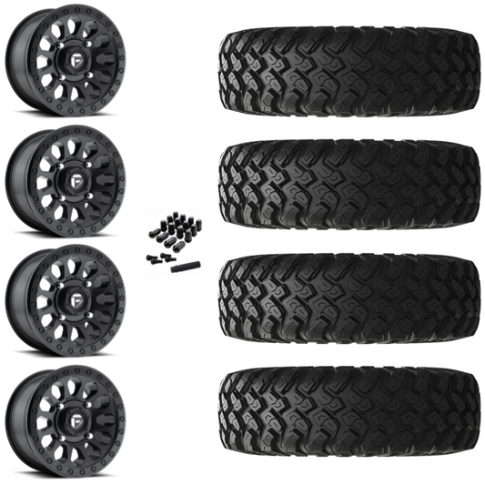 15" Fuel Vector D579 Black UTV Rims & 32" EFX MotoRally Tires 8 Ply Mounted