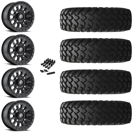 14" Fuel Vector D579 Black UTV Rims & 28" EFX MotoRally Tires 8 Ply Mounted