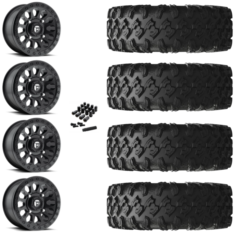 14" Fuel Vector D579 Black UTV Rims & 32" EFX MotoRavage Tires 8 Ply Mounted