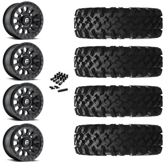 14" Fuel Vector D579 Black UTV Rims & 28" EFX MotoRavage XL Tires 8 Ply Mounted