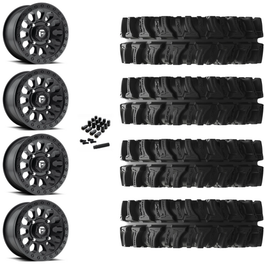 14" Fuel Vector D579 Black UTV Rims & 28" EFX MotoSlayer Tires 6 Ply Mounted