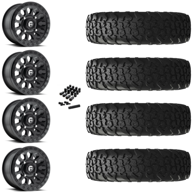 15" Fuel Vector D579 Black UTV Rims & 33" EFX MotoVator R/T Tires 8 Ply Mounted