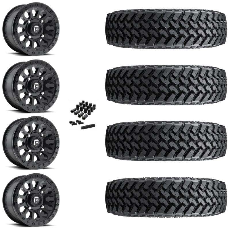 15" Fuel Vector D579 Black UTV Rims & 33" Nitto Trail Grappler SxS Tires 8 Ply Mounted
