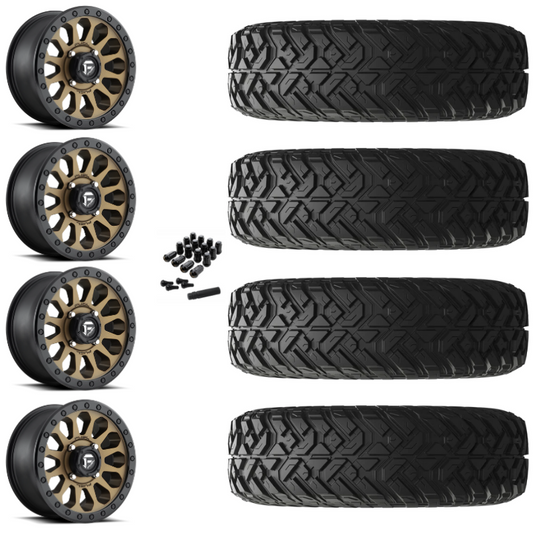 14" Fuel Vector D600 Bronze UTV Rims & 28" EFX Gripper R/T-K Tires 10 Ply Mounted