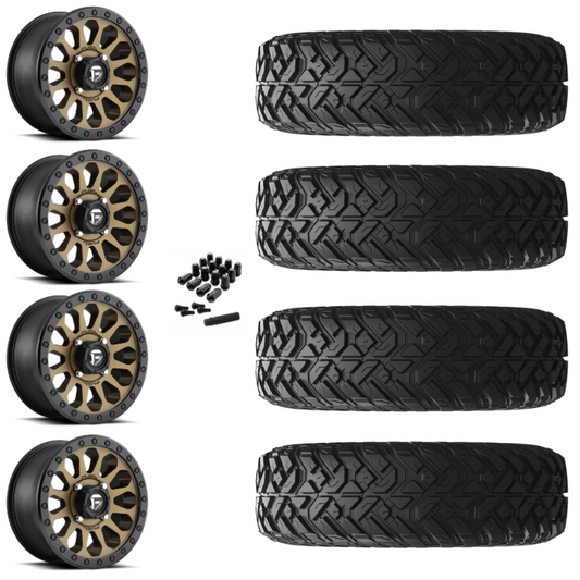 14" Fuel Vector D600 Bronze UTV Rims & 32" EFX Gripper R/T Tires 10 Ply Mounted
