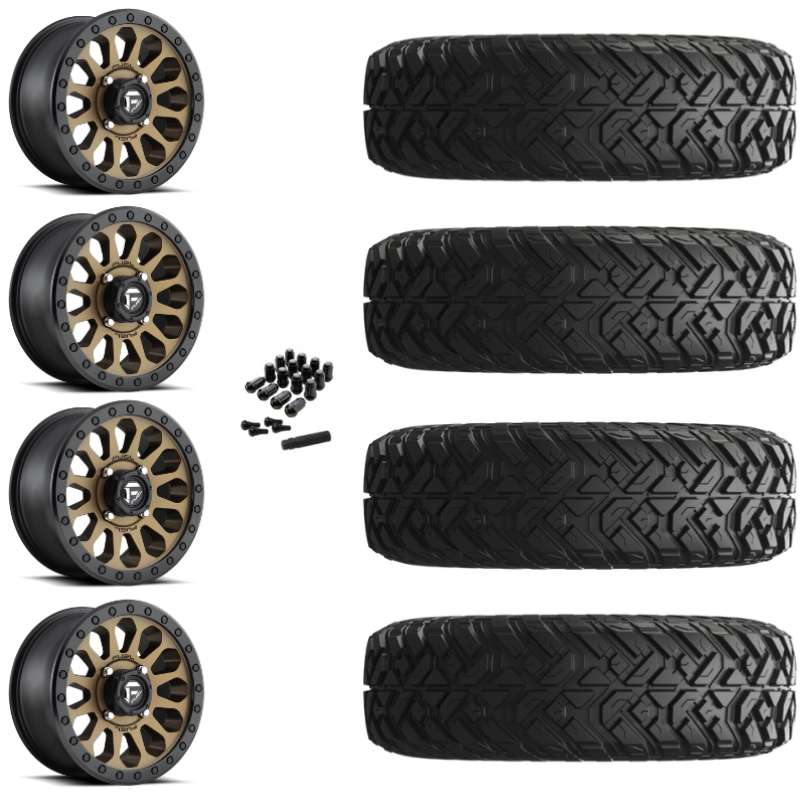 14" Fuel Vector D600 Bronze UTV Rims & 28" EFX Gripper Standard Tires 8 Ply Mounted