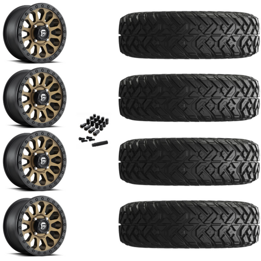 14" Fuel Vector D600 Bronze UTV Rims & 32"EFX Gripper Standard Tires 8 Ply Mounted