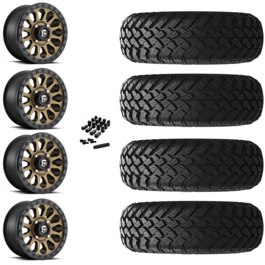 14" Fuel Vector D600 Bronze UTV Rims & 30" EFX MotoHammer Tires 8 Ply Mounted