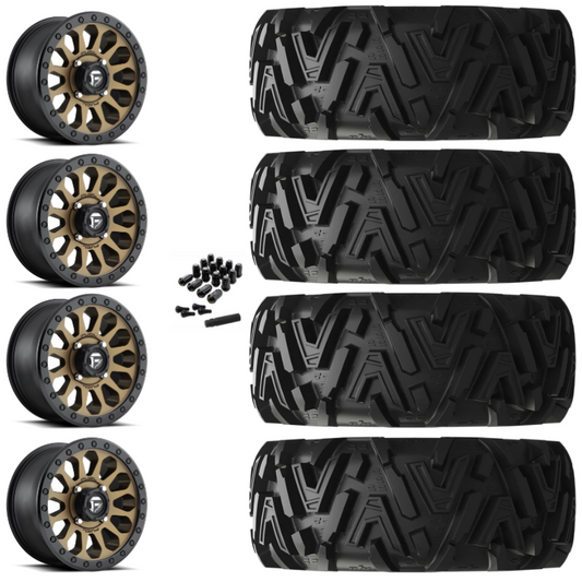 14" Fuel Vector D600 Bronze UTV Rims & 30" EFX MotoMTC Tires 6 Ply Mounted