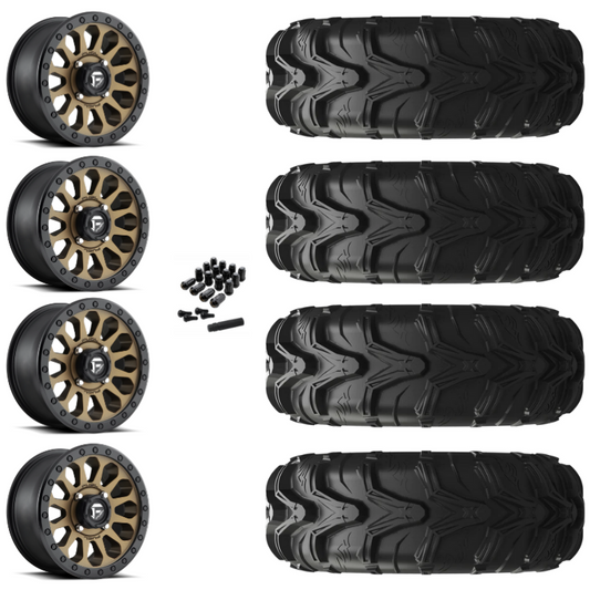 14" Fuel Vector D600 Bronze UTV Rims & 27" EFX MotoMax Tires 6 Ply Mounted