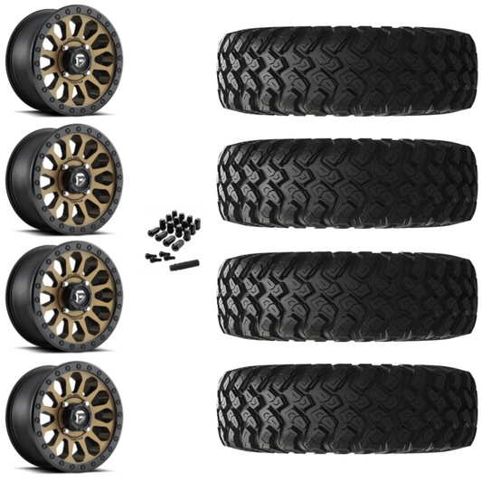 14" Fuel Vector D600 Bronze UTV Rims & 28" EFX MotoRally Tires 8 Ply Mounted