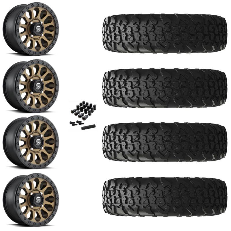 15" Fuel Vector D600 Bronze UTV Rims & 33" EFX MotoVator R/T Tires 8 Ply Mounted