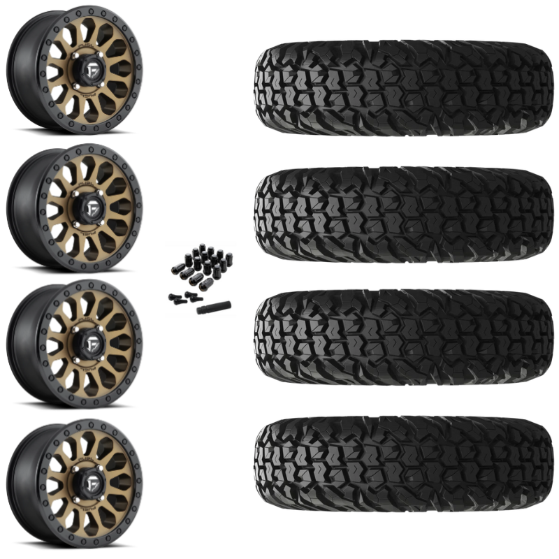 15" Fuel Vector D600 Bronze UTV Rims & 30" EFX MotoVator Tires 8 Ply Mounted