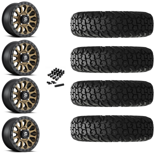 15" Fuel Vector D600 Bronze UTV Rims & 30" EFX MotoVator Tires 8 Ply Mounted