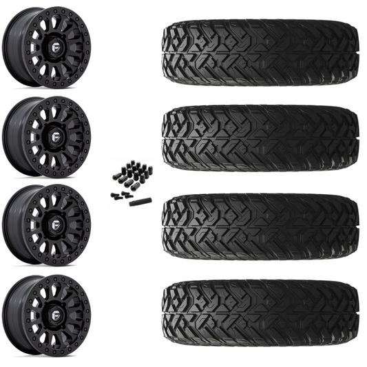 14" Fuel Vector D920 Beadlock Black UTV Rims & 30" EFX Gripper R/T Tires 10 Ply Mounted