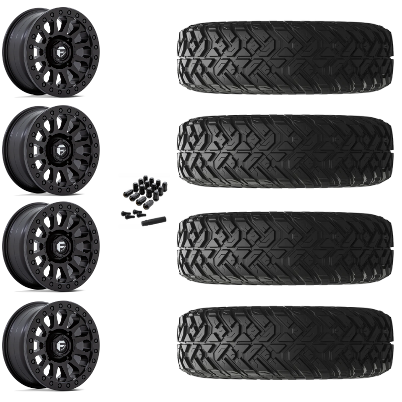 15" Fuel Vector D920 Beadlock Black UTV Rims & 30" EFX Gripper R/T Tires 10 Ply Mounted