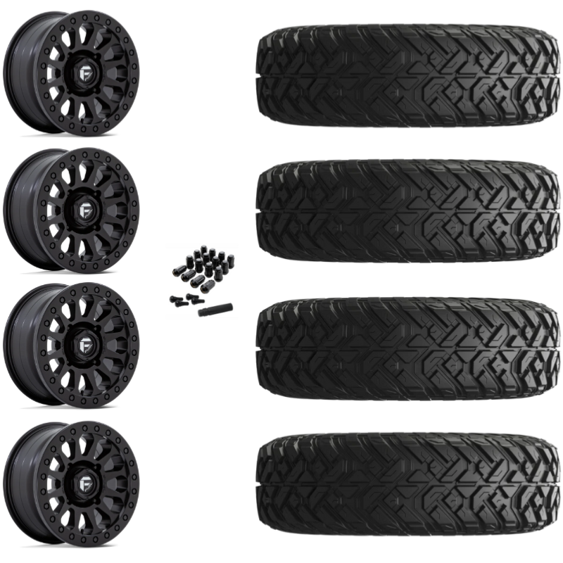 15" Fuel Vector D920 Beadlock Black UTV Rims & 30" EFX Gripper Standard Tires 8 Ply Mounted