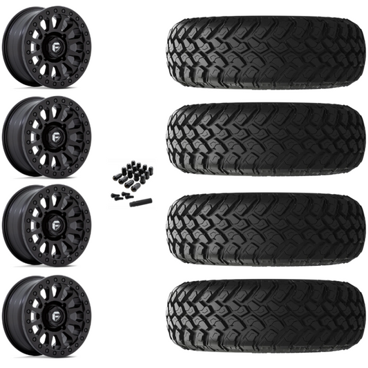 14" Fuel Vector D920 Beadlock Black UTV Rims & 30" EFX MotoHammer Tires 8 Ply Mounted