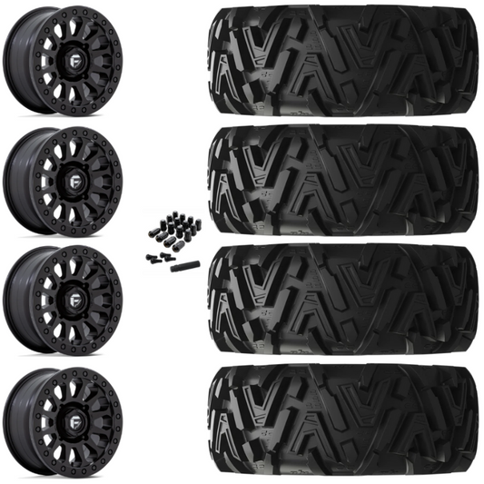 14" Fuel Vector D920 Beadlock Black UTV Rims & 26" EFX MotoMTC Tires 6 Ply Mounted