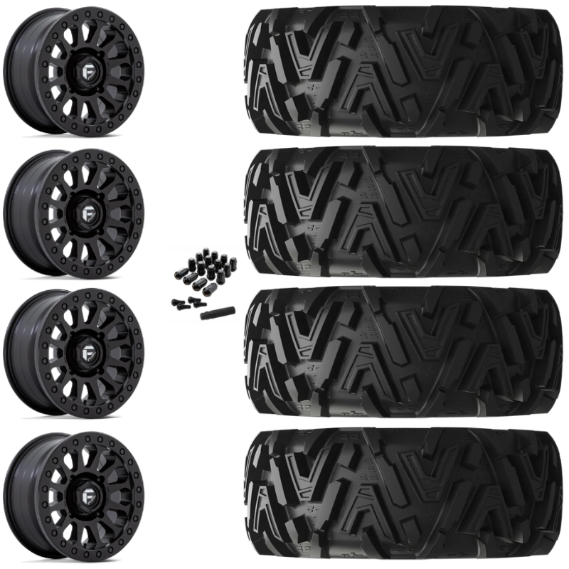 14" Fuel Vector D920 Beadlock Black UTV Rims & 30" EFX MotoMTC Tires 6 Ply Mounted