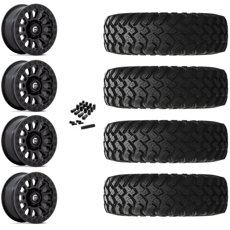 14" Fuel Vector D920 Beadlock Black UTV Rims & 32" EFX MotoRally Tires 8 Ply Mounted