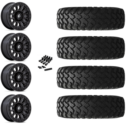 14" Fuel Vector D920 Beadlock Black UTV Rims & 28" EFX MotoRally Tires 8 Ply Mounted