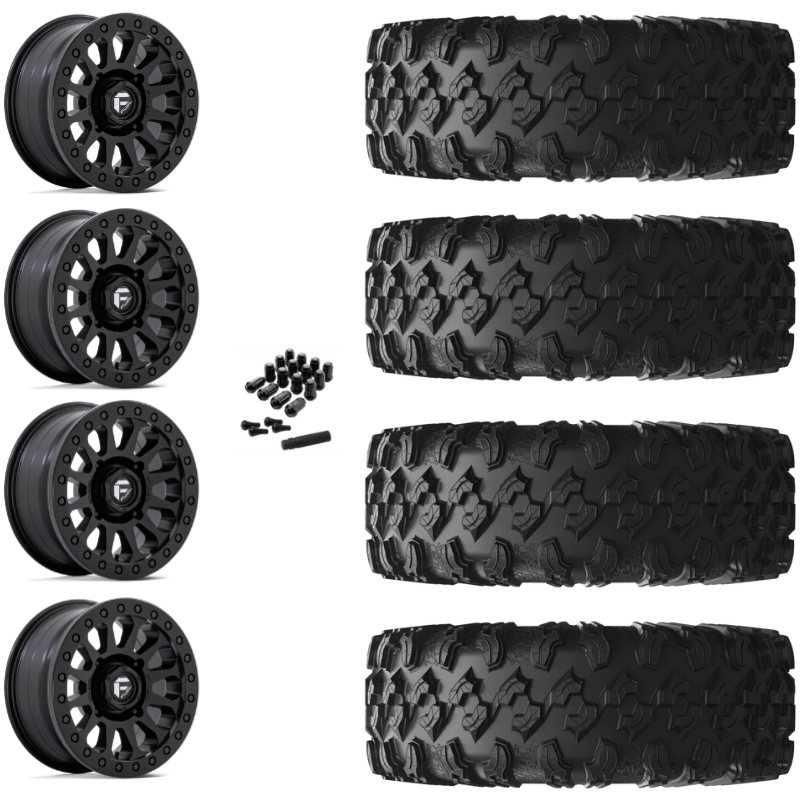 14" Fuel Vector D920 Beadlock Black UTV Rims & 30" EFX MotoRavage Tires 8 Ply Mounted