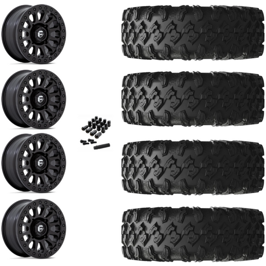 14" Fuel Vector D920 Beadlock Black UTV Rims & 30" EFX MotoRavage Tires 8 Ply Mounted