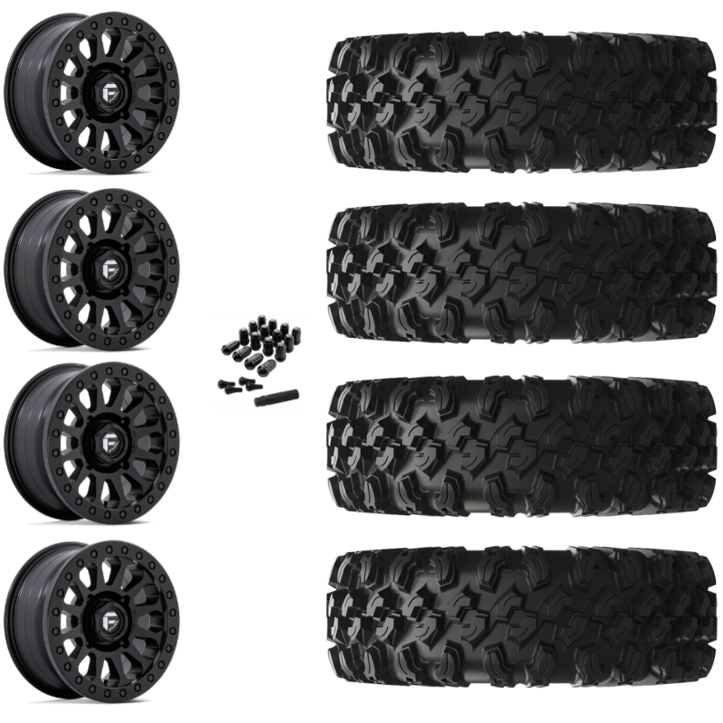 14" Fuel Vector D920 Beadlock Black UTV Rims & 30" EFX MotoRavage XL Tires 8 Ply Mounted