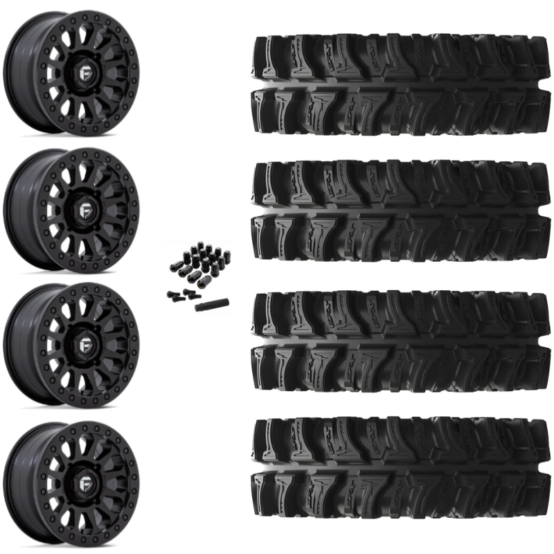 14" Fuel Vector D920 Beadlock Black UTV Rims & 30" EFX MotoSlayer Tires 6 Ply Mounted