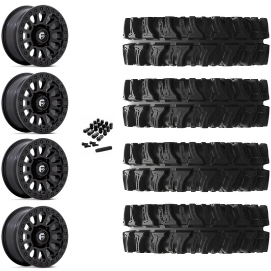 14" Fuel Vector D920 Beadlock Black UTV Rims & 28" EFX MotoSlayer Tires 6 Ply Mounted