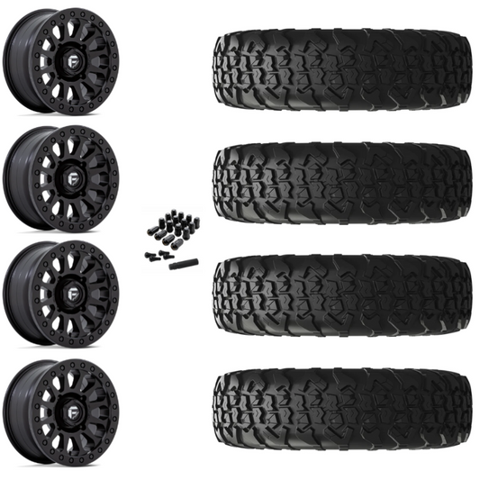 15" Fuel Vector D920 Beadlock Black UTV Rims & 33" EFX MotoVator R/T Tires 8 Ply Mounted