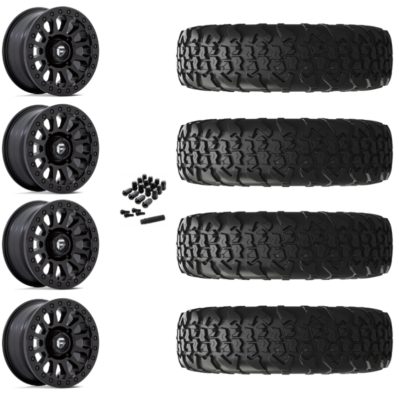 15" Fuel Vector D920 Beadlock Black UTV Rims & 35" EFX MotoVator R/T Tires 8 Ply Mounted
