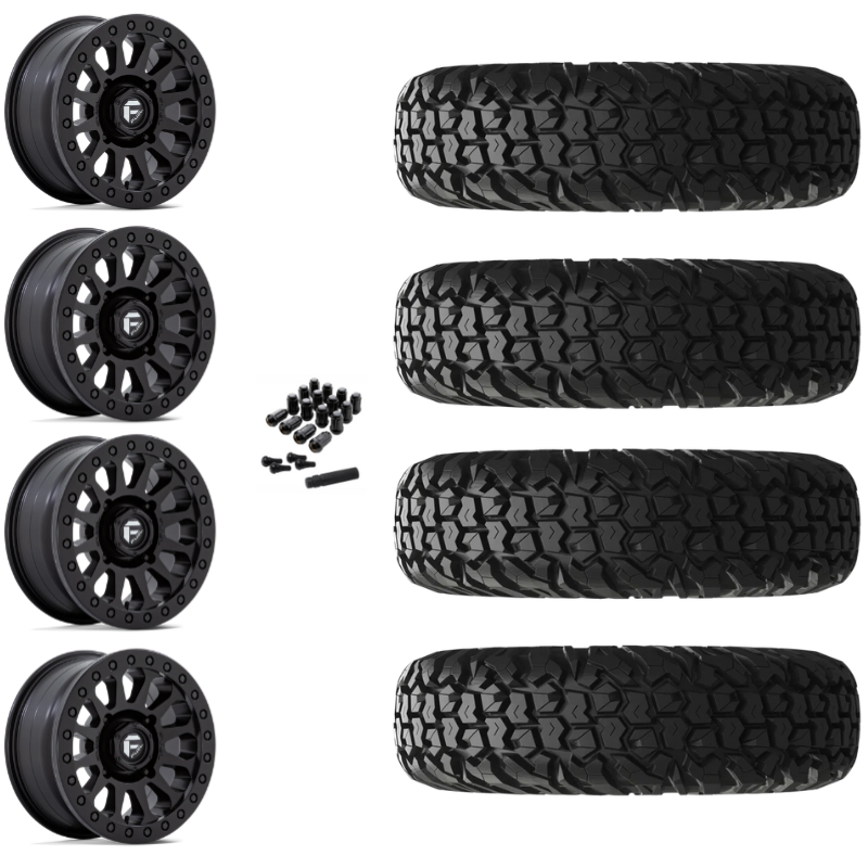 15" Fuel Vector D920 Beadlock Black UTV Rims & 34" EFX MotoVator Tires 8 Ply Mounted