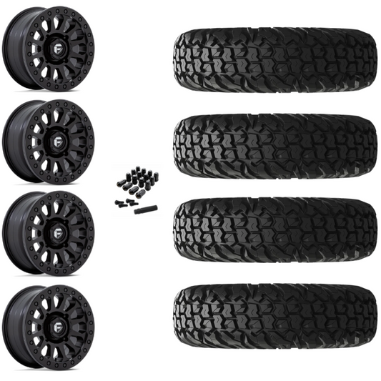 14" Fuel Vector D920 Beadlock Black UTV Rims & 32" EFX MotoVator Tires 8 Ply Mounted