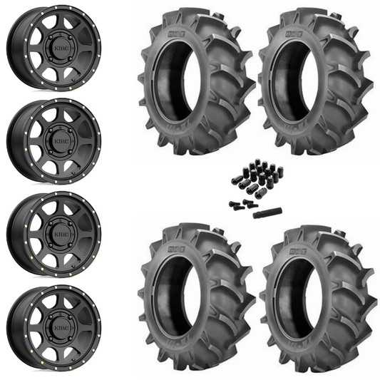 14" KMC Addict 2 KS134 Black UTV Rims & 30" BKT TR171 Tires 6 Ply Mounted