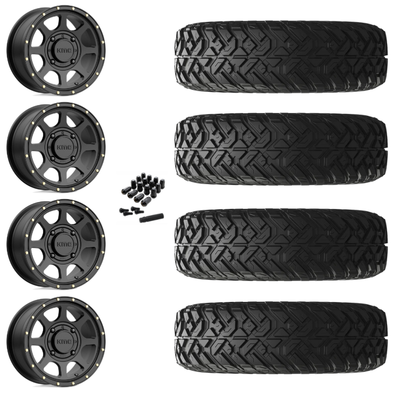 14" KMC Addict 2 KS134 Black UTV Rims & 30" EFX Gripper R/T Tires 10 Ply Mounted