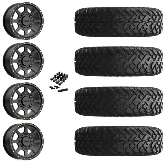 14" KMC Addict 2 KS134 Black UTV Rims & 28" EFX Gripper Standard Tires 8 Ply Mounted