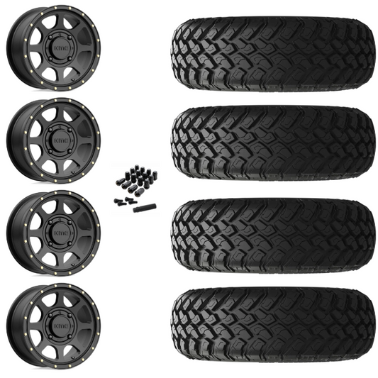 14" KMC Addict 2 KS134 Black UTV Rims & 30" EFX MotoHammer Tires 8 Ply Mounted