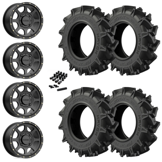 14" KMC Addict 2 KS134 Black UTV Rims & 31" EFX MotoHavok Tires 6 Ply Mounted