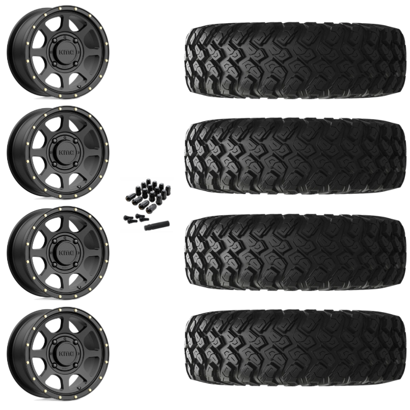 15" KMC Addict 2 KS134 Black UTV Rims & 32" EFX MotoRally Tires 8 Ply Mounted