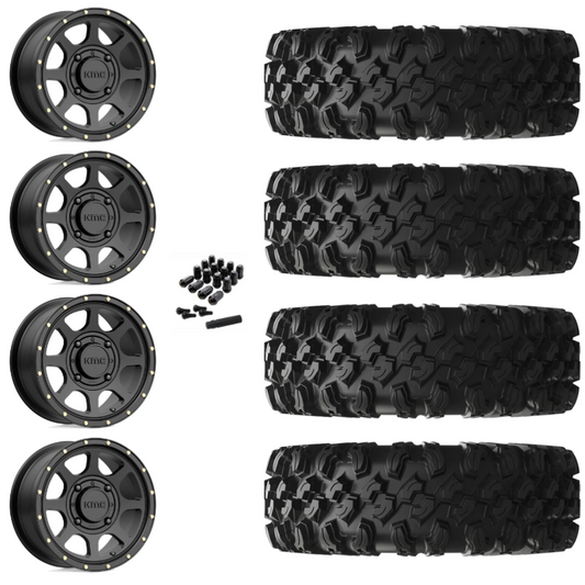 14" KMC Addict 2 KS134 Black UTV Rims & 28" EFX MotoRavage XL Tires 8 Ply Mounted