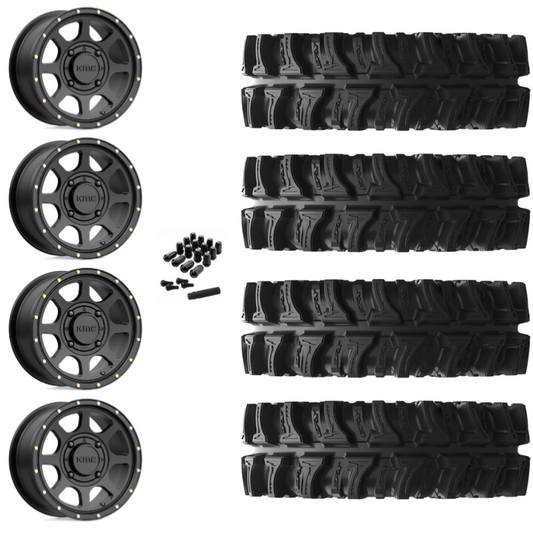 14" KMC Addict 2 KS134 Black UTV Rims & 28" EFX MotoSlayer Tires 6 Ply Mounted