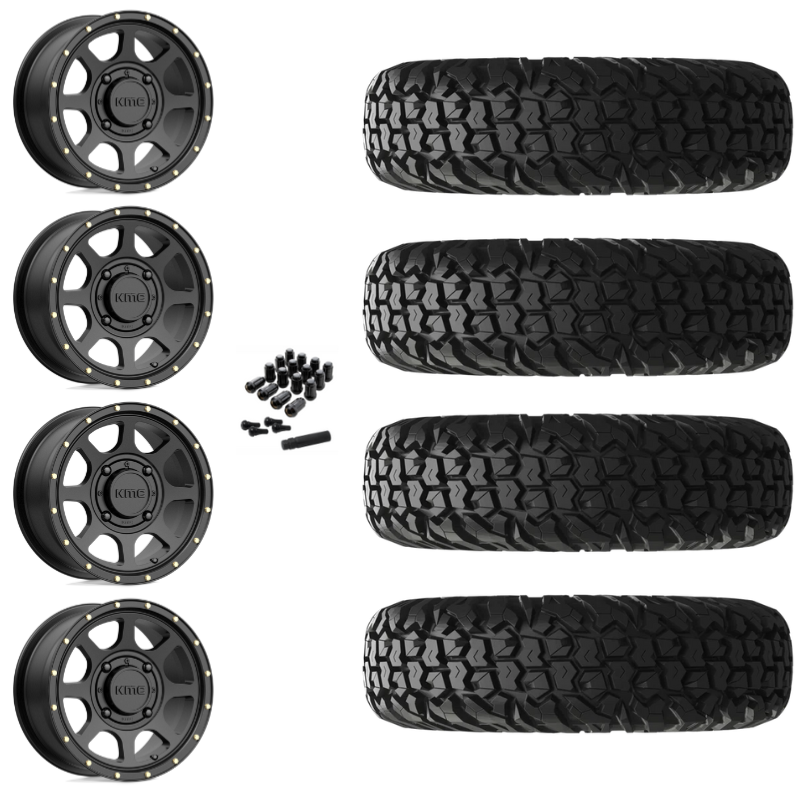 15" KMC Addict 2 KS134 Black UTV Rims & 30" EFX MotoVator Tires 8 Ply Mounted