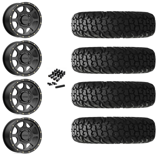 15" KMC Addict 2 KS134 Black UTV Rims & 30" EFX MotoVator Tires 8 Ply Mounted