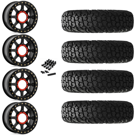 14" KMC Addict 2 KS234 Beadlock Black UTV Rims & 32" EFX MotoVator Tires 8 Ply Mounted